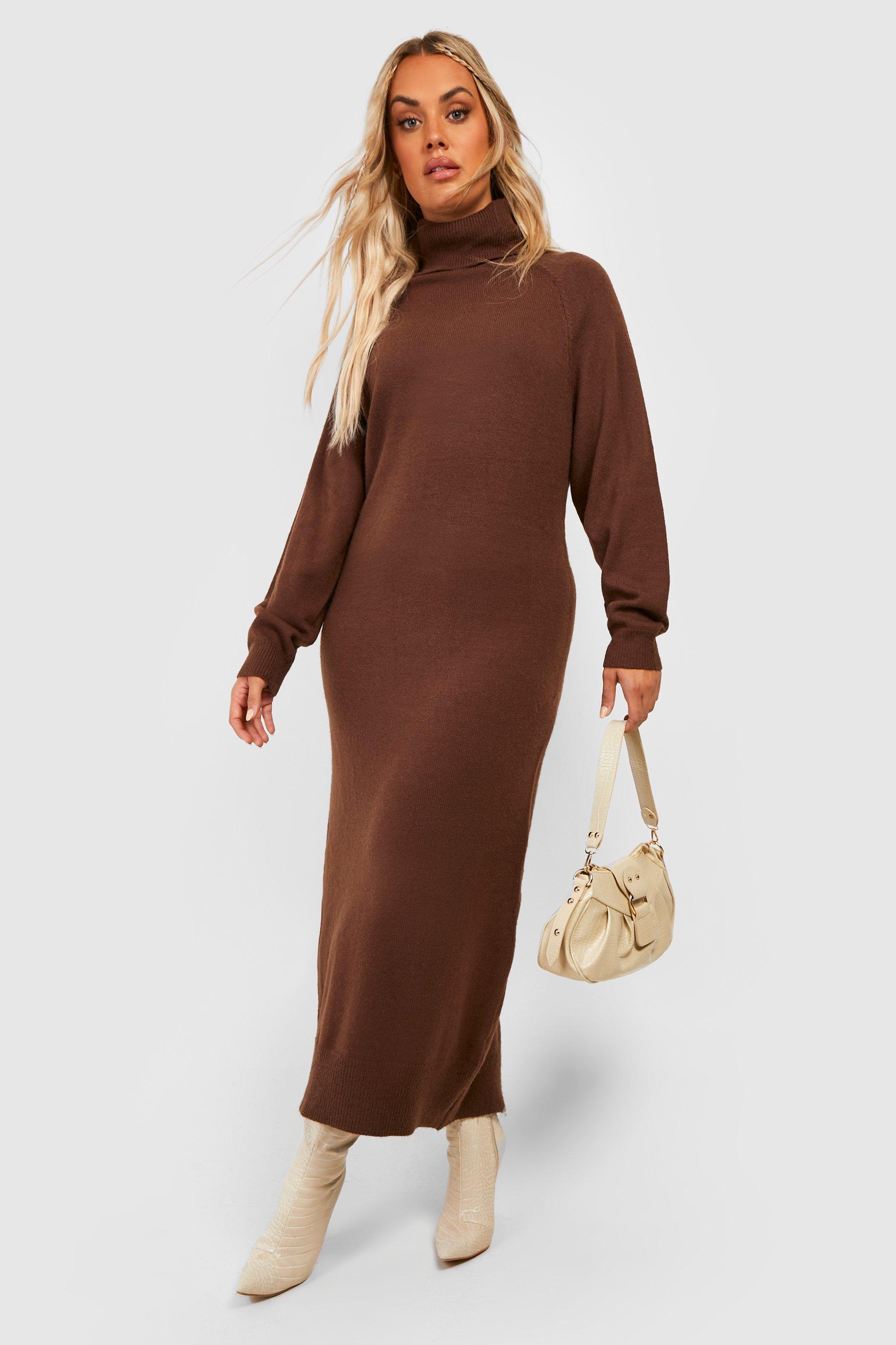 Plus Knitted Roll Neck Midaxi Dress