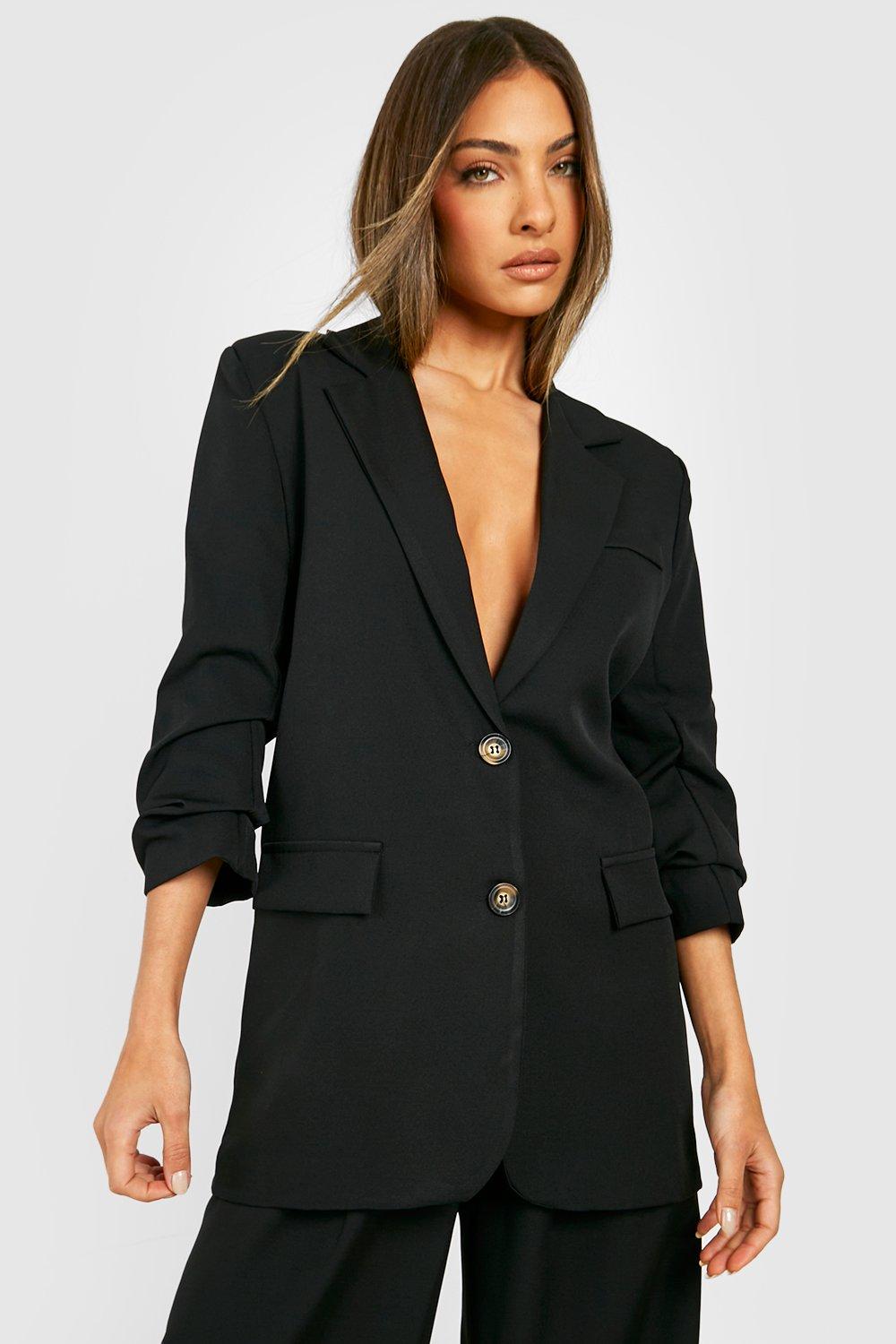 Jackets & Coats | Mock Horn Ruched Sleeve Blazer | boohoo