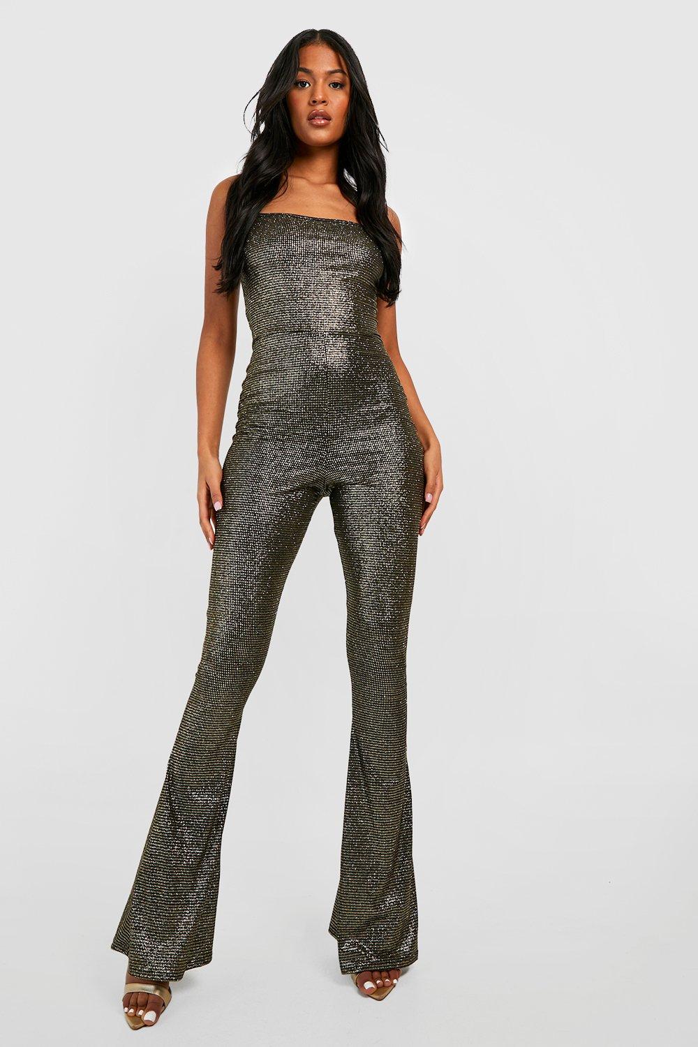 Jumpsuits | Tall Shimmer Glitter Strappy Jumpsuit | boohoo