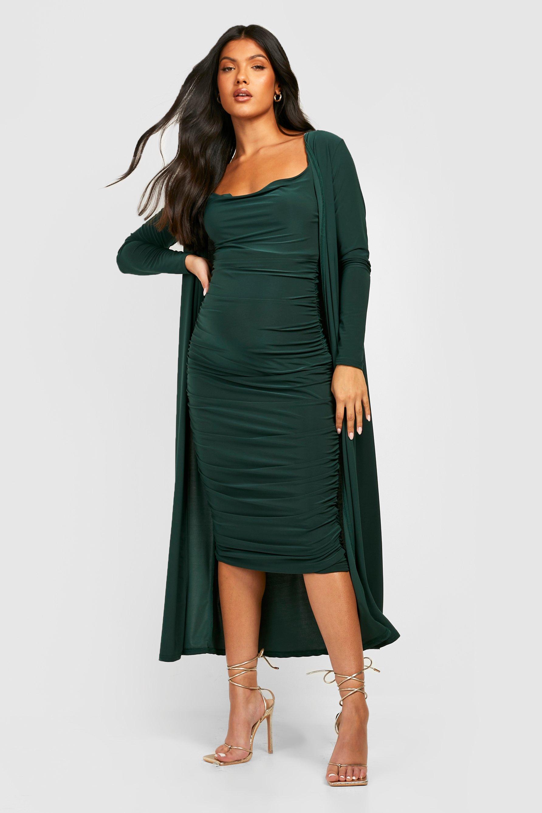 Maternity Strappy Cowl Neck Dress And Duster