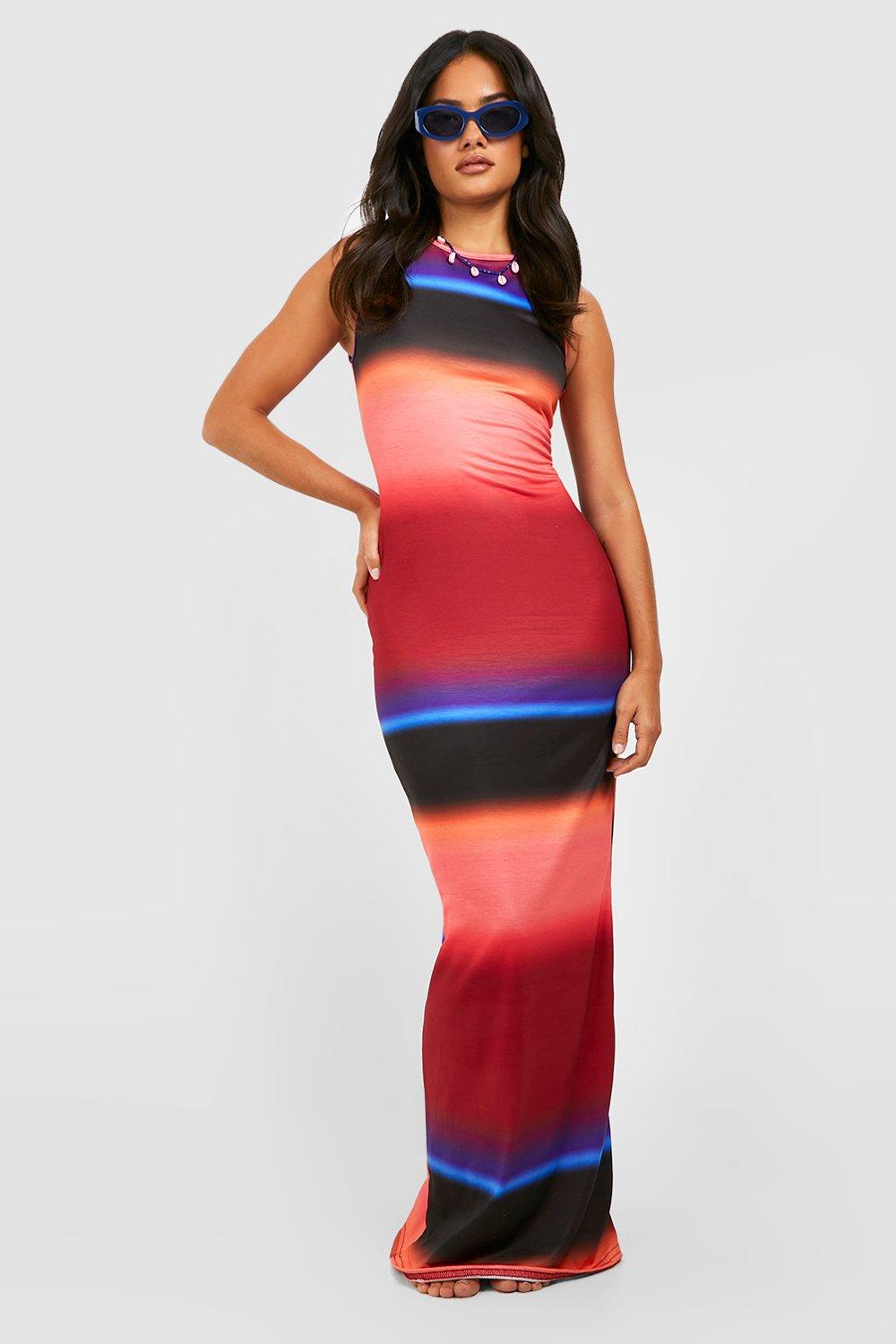 Sleeveless Maxi Dress In Ombre Print