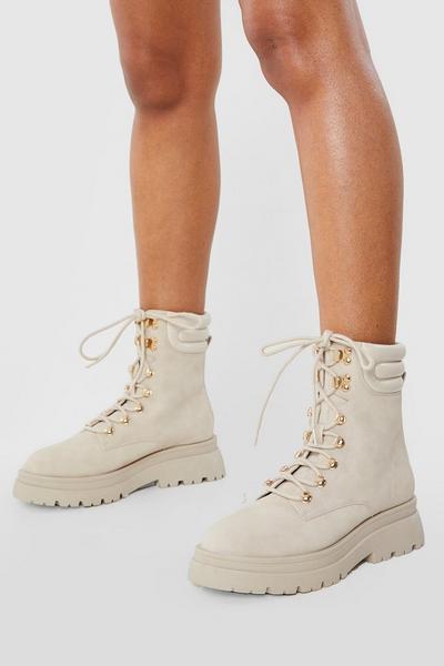 Cleated Sole Lace Up Hiker Boots