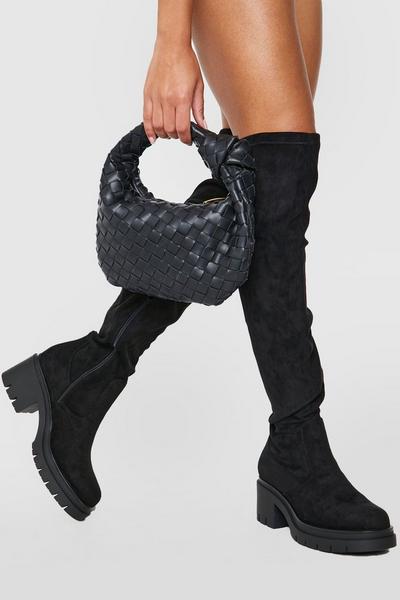 Wide Fit Cleated Over The Knee Boots