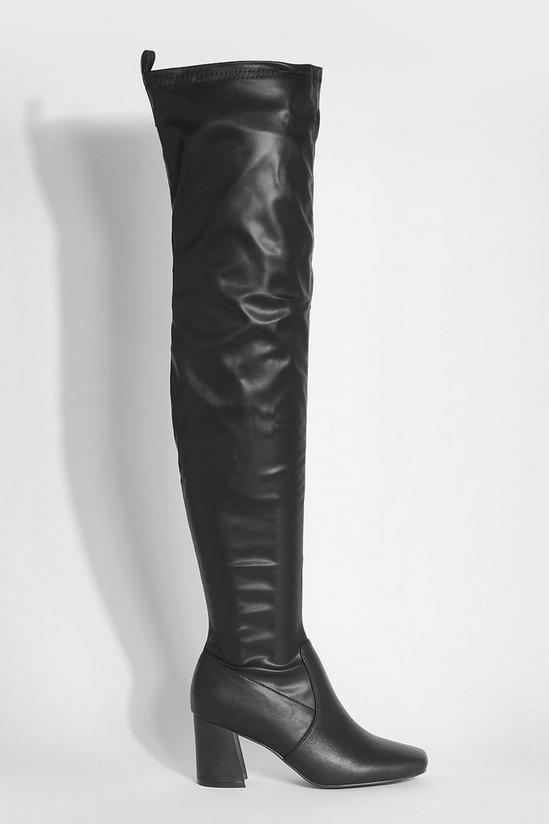 boohoo Wide Fit Over The Knee Flared Heel Boots 2