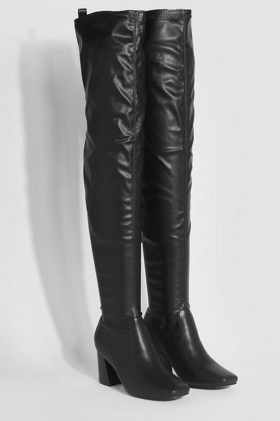 boohoo Wide Fit Over The Knee Flared Heel Boots 3