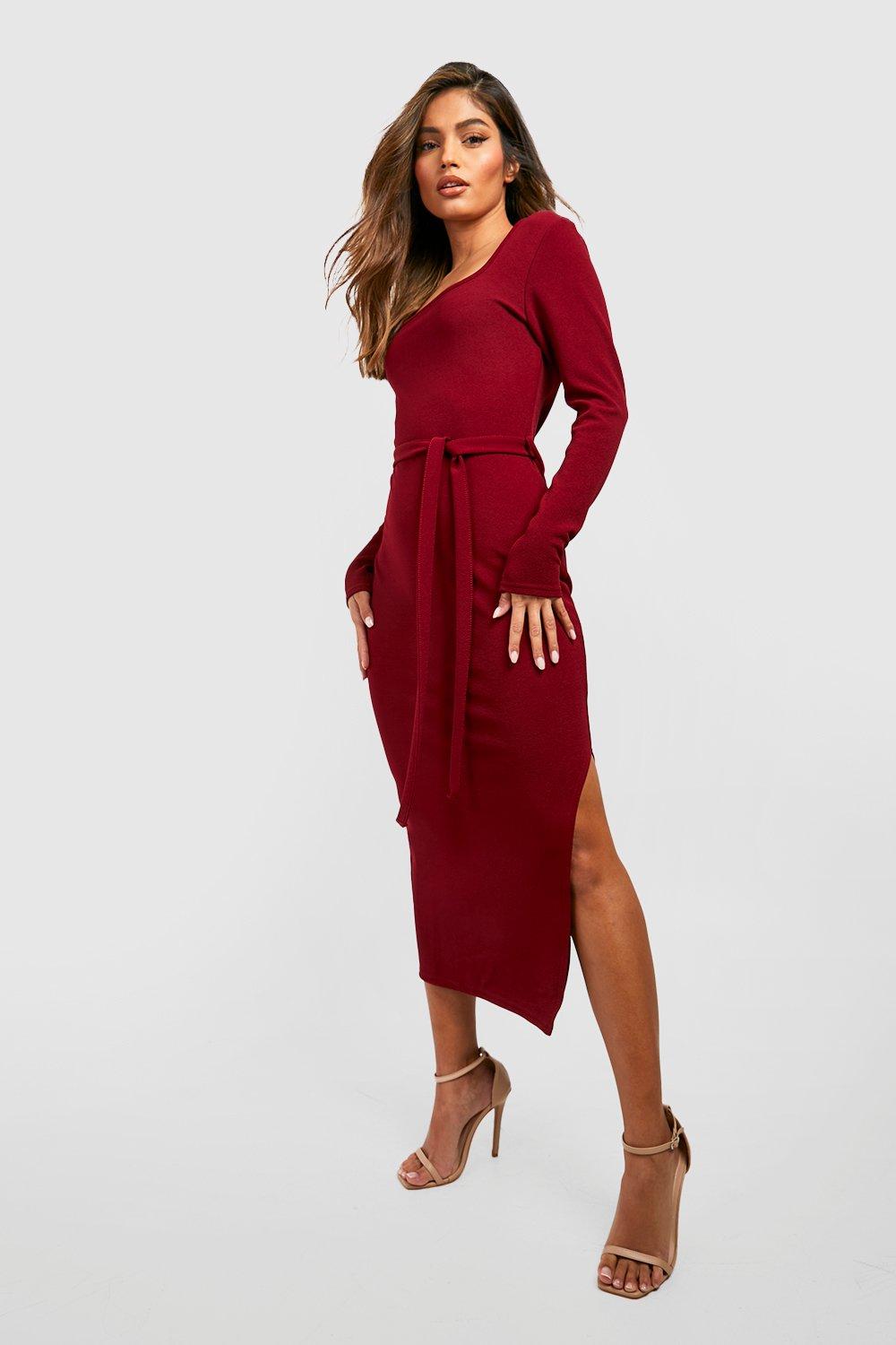 Square Neck Belted Midaxi Dress