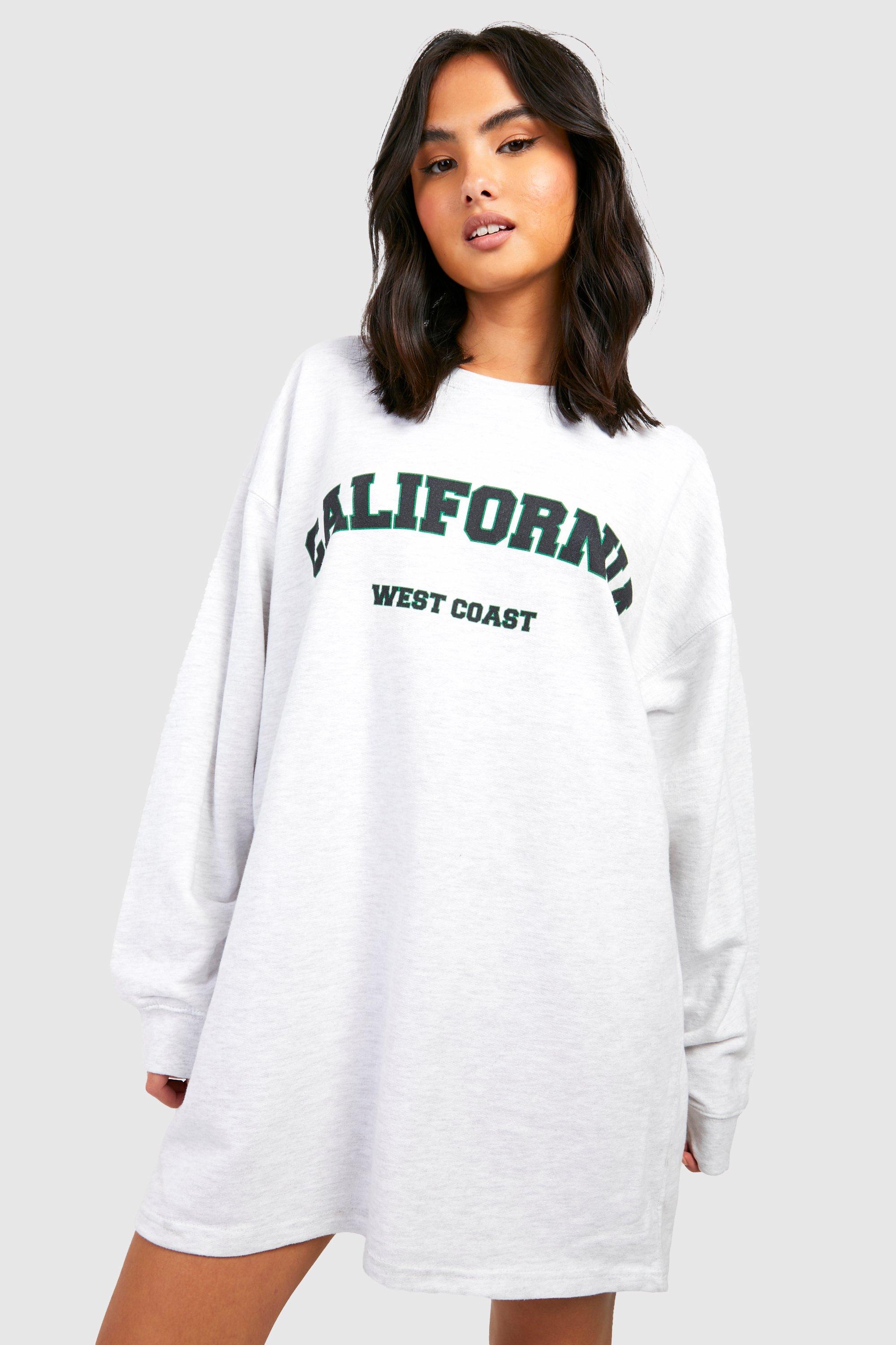 California Slogan Oversized Sweatshirt Dress