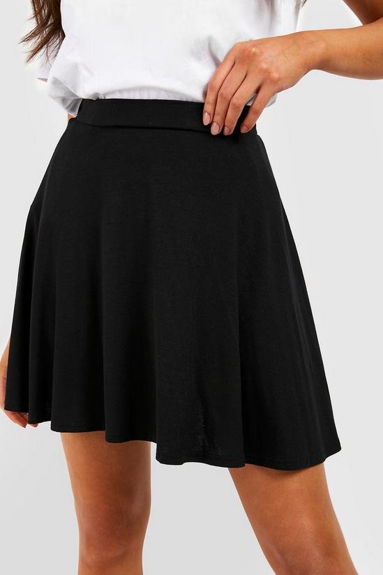 boohoo Basic Solid Black High Waisted Flippy Skirt 4