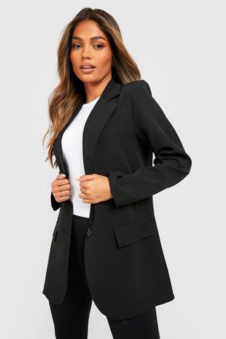 Product Basic Woven Single Breasted Fitted Blazer black