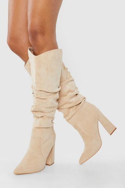 Soft Ruched Knee High Pointed Boots