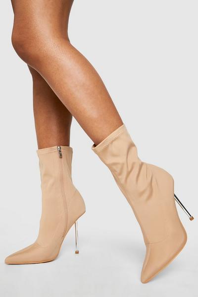 Pointed Stiletto Metal Heel Sock Boots