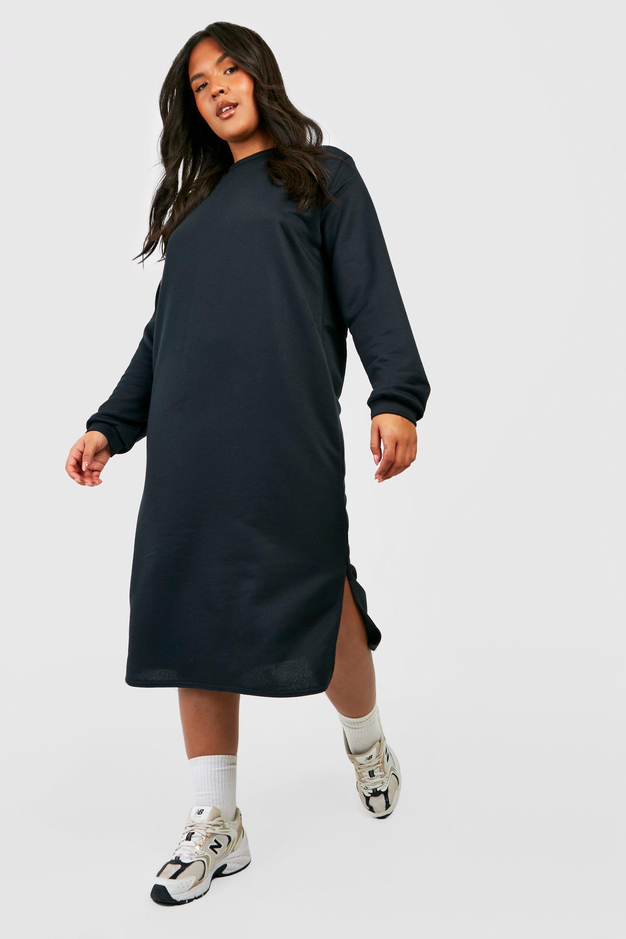 Plus Oversized Longline Split Detail Sweater Dress