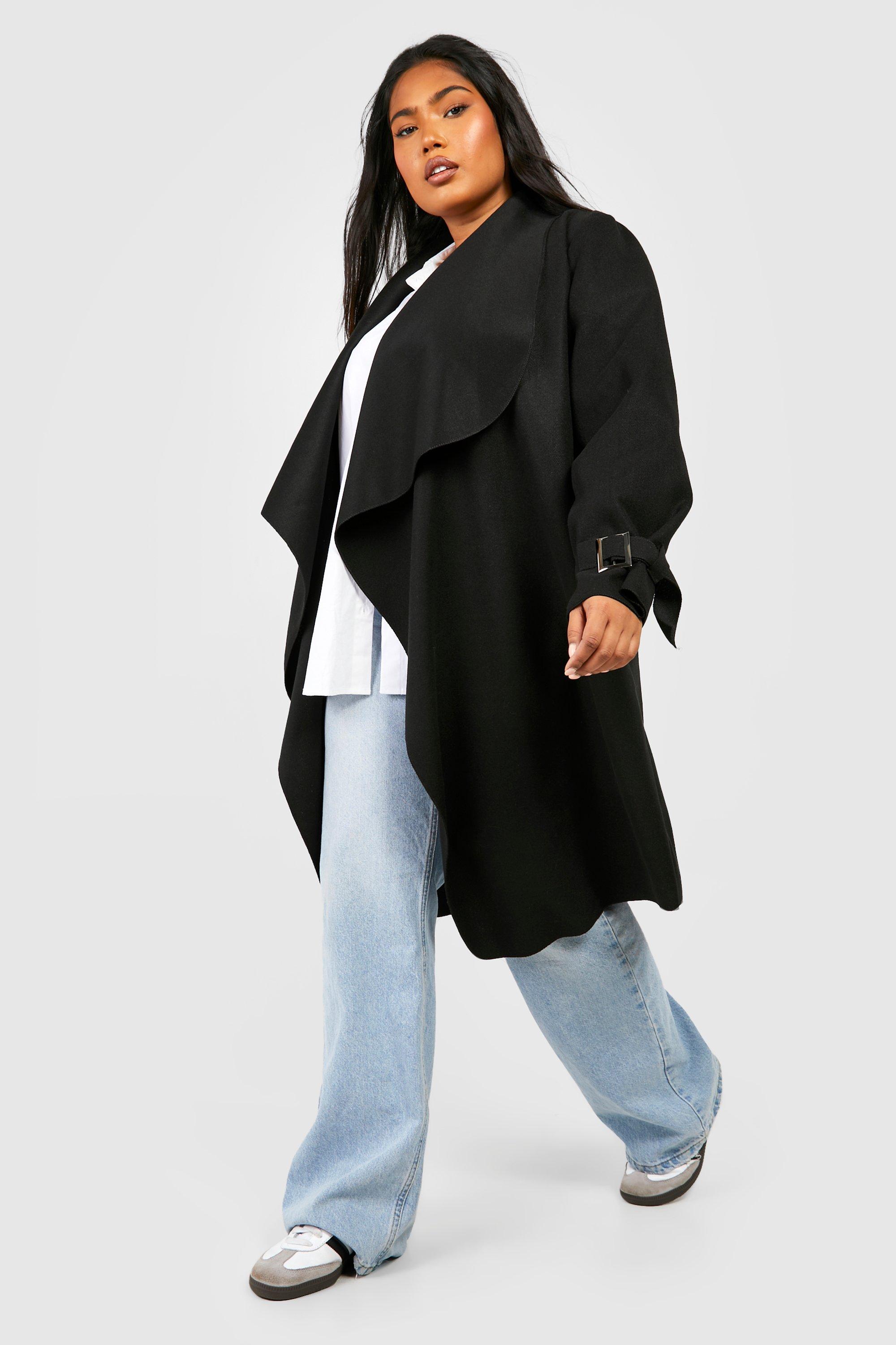 Jackets & Coats | Plus Waterfall Longline Cuff Detail Coat | boohoo