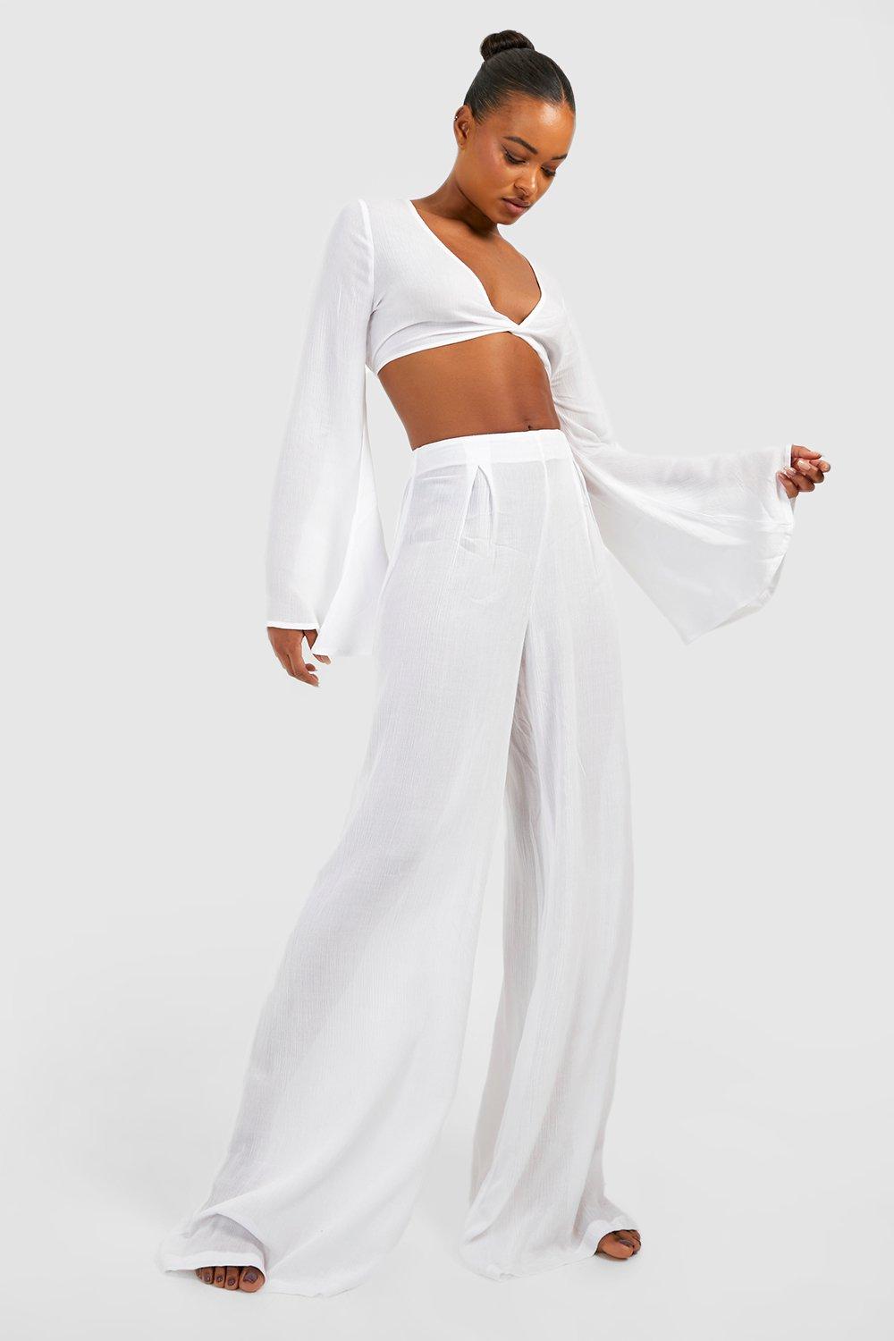 Tall Wide Leg Cheesecloth Trousers