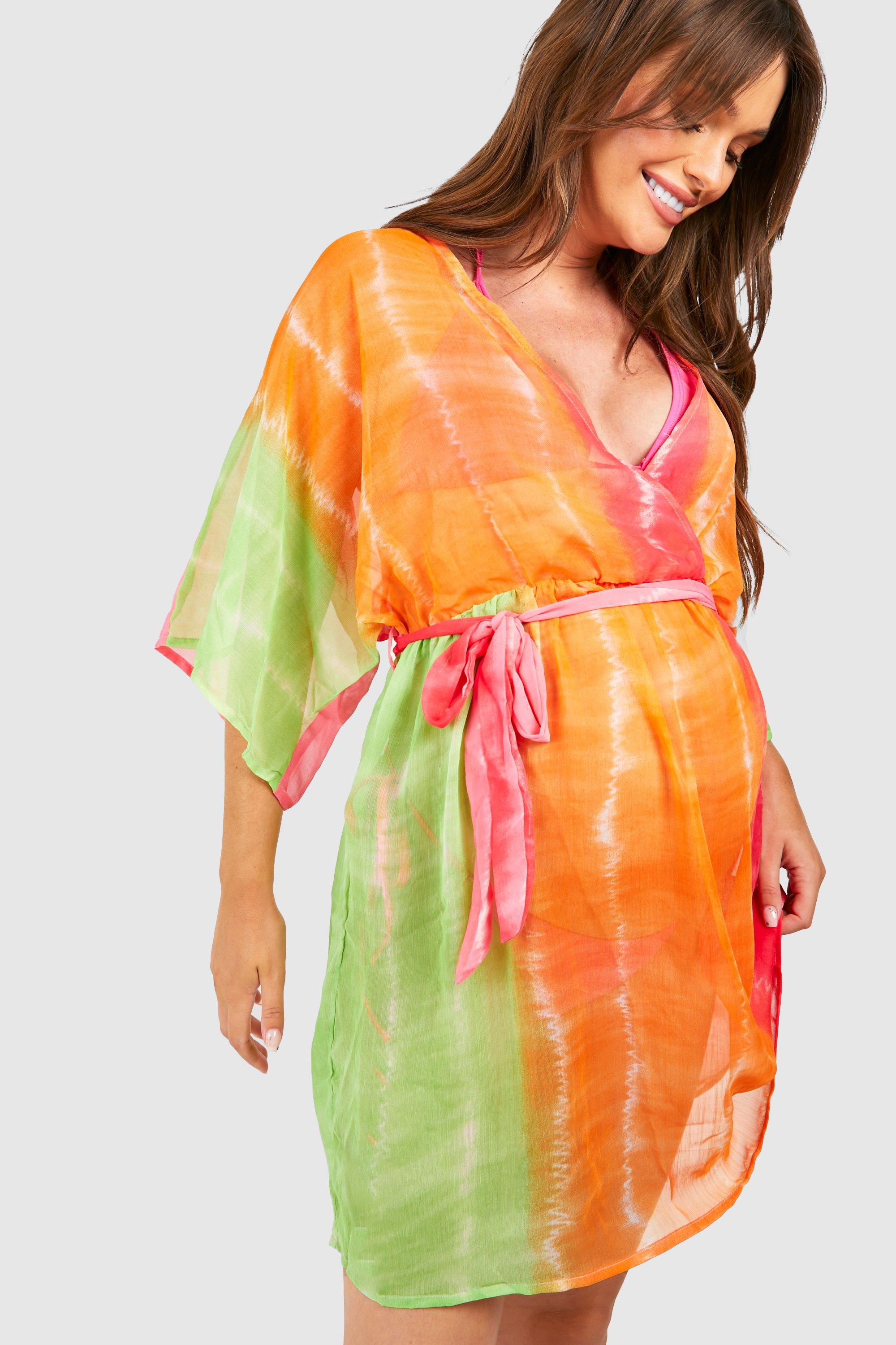 Maternity Tie Dye Wrap Beach Mini Dress