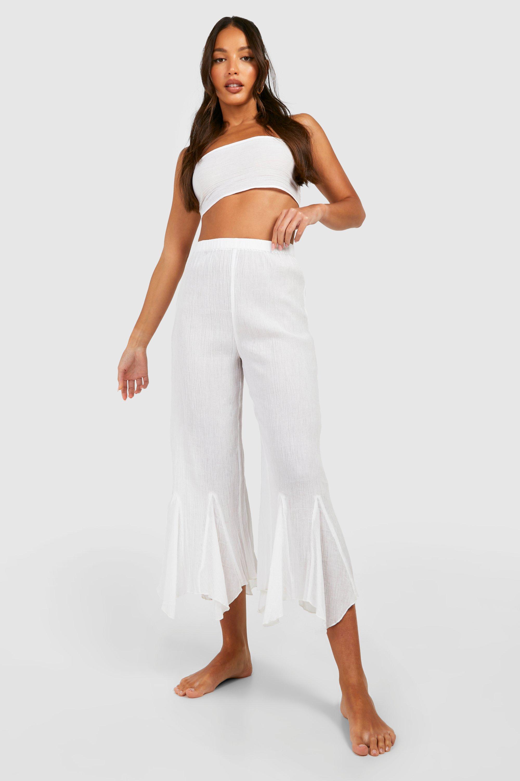 Tall Cheesecloth Bandeau Tie Hanky Hem Culotte Beach Coord