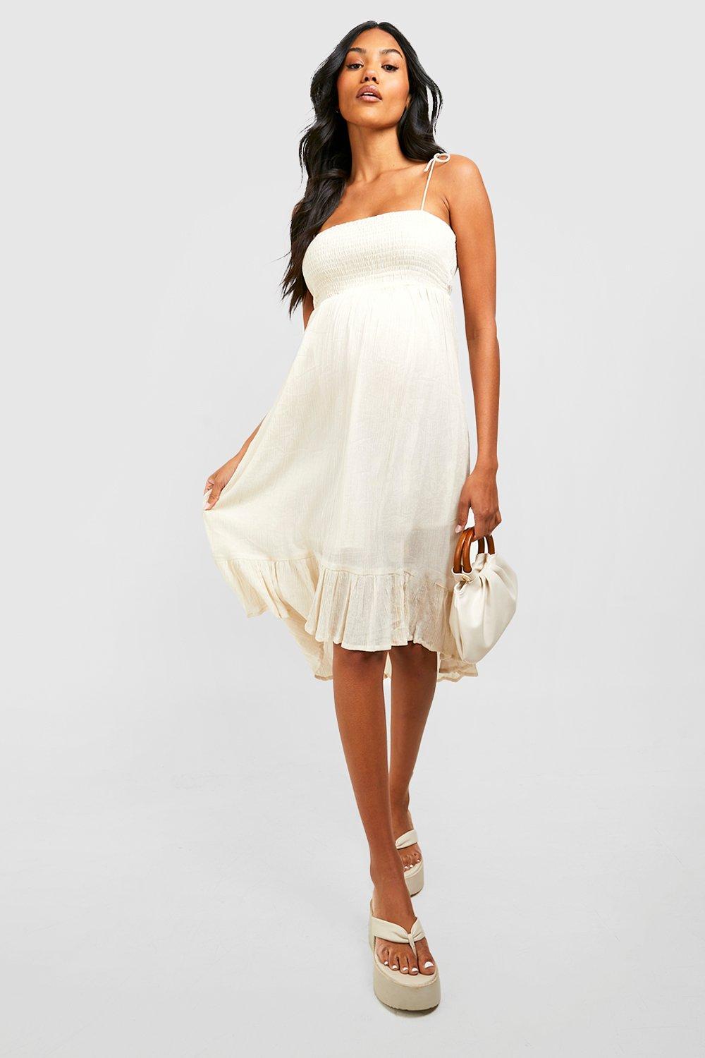 Maternity Cheesecloth Shirred Midaxi Dress