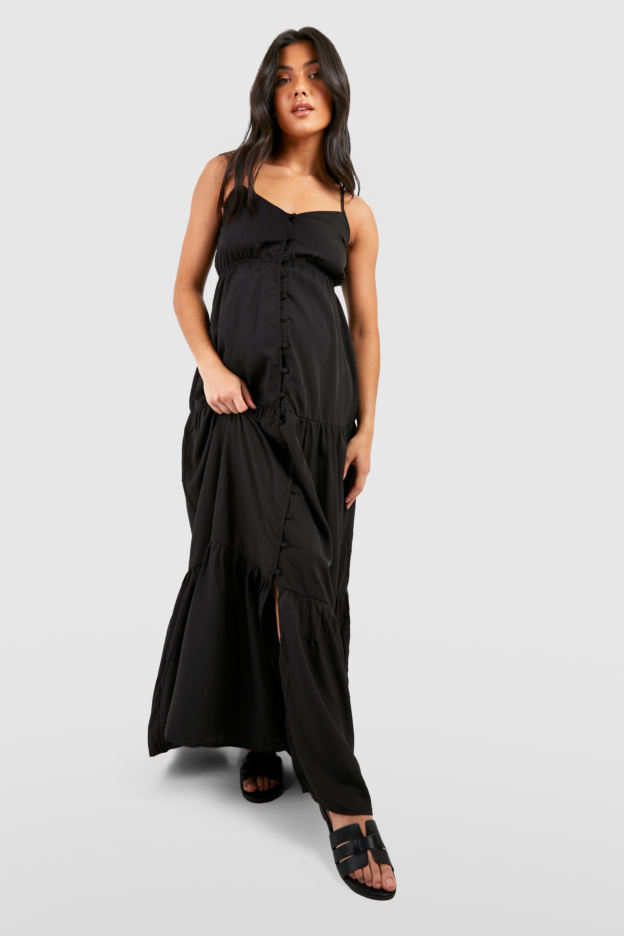 Maternity Tiered Button Front Maxi Dress