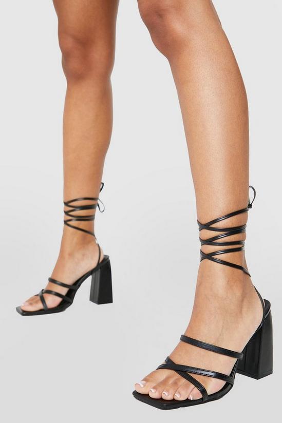 boohoo Wide Fit Crossover Lace Up Block Heels 2