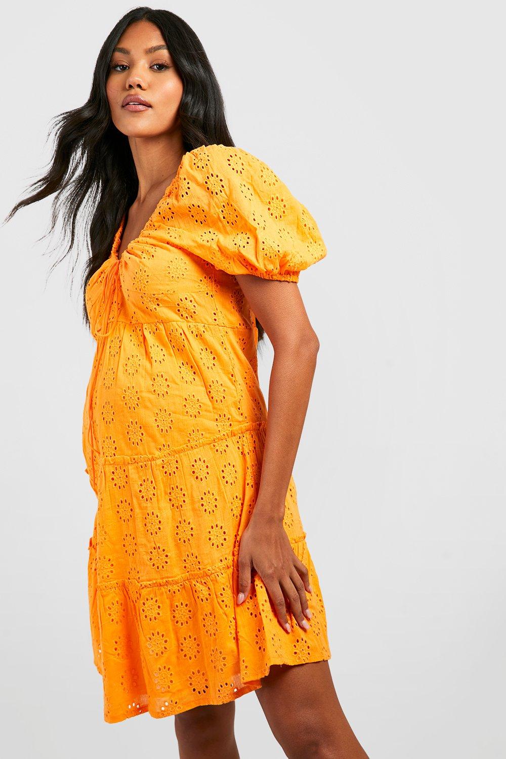 Maternity Broderie Tiered Smock Dress