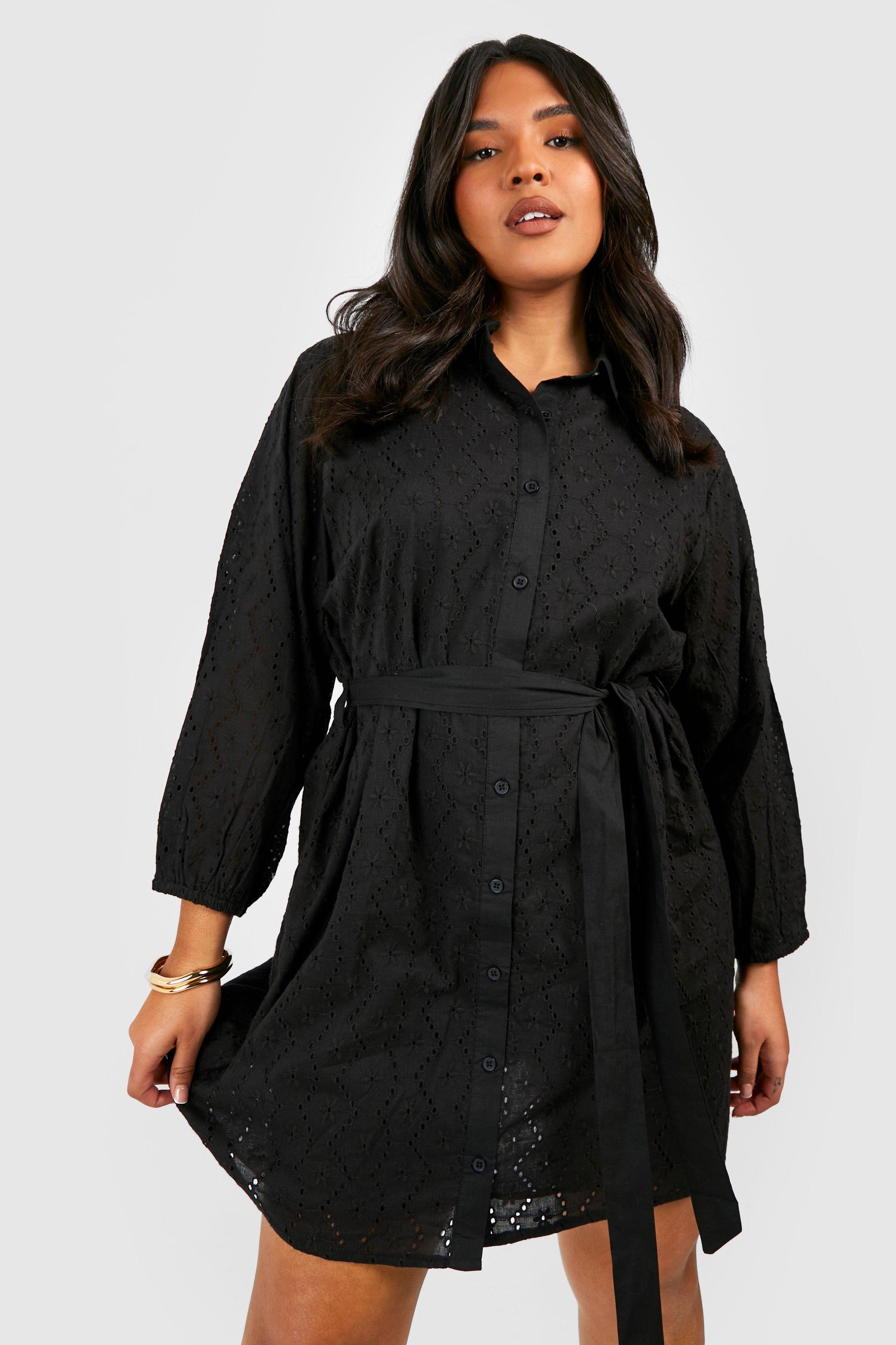 Plus Broderie Anglaise Shirt Dress