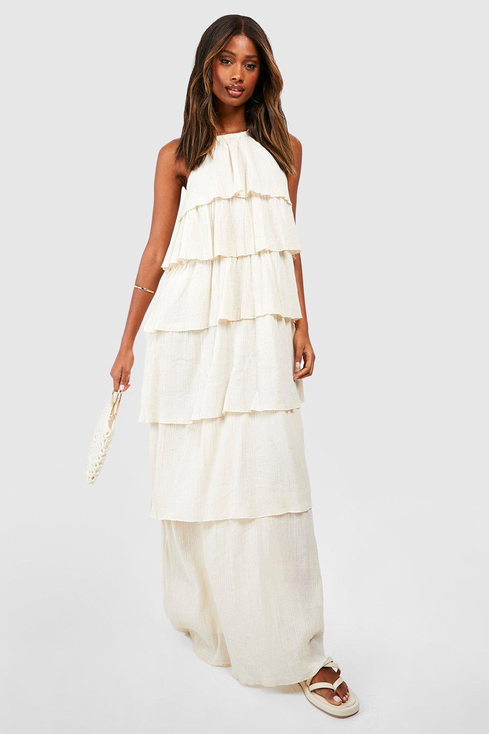 Cheesecloth Ruffle Tiered Maxi Dress