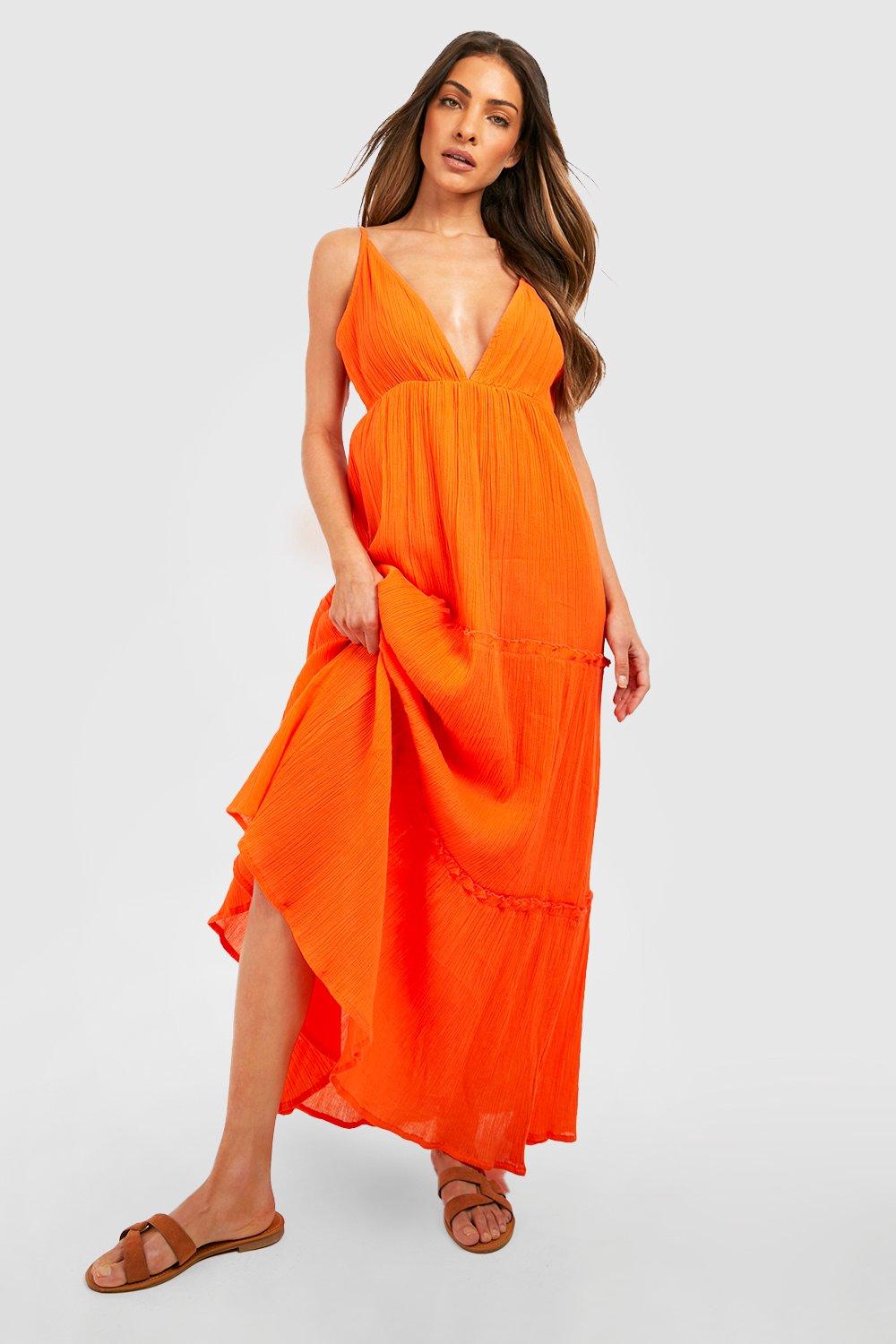 Cheesecloth Plunge Maxi Dress