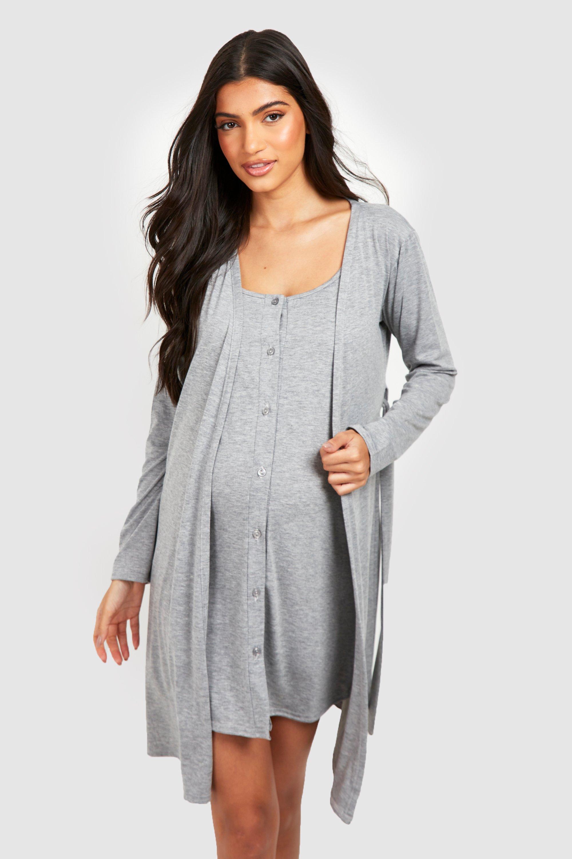 Maternity Button Front Nightie And Robe