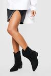 boohoo Wide Fit Stitch Detail Ankle Western Cowboy Boots thumbnail 1