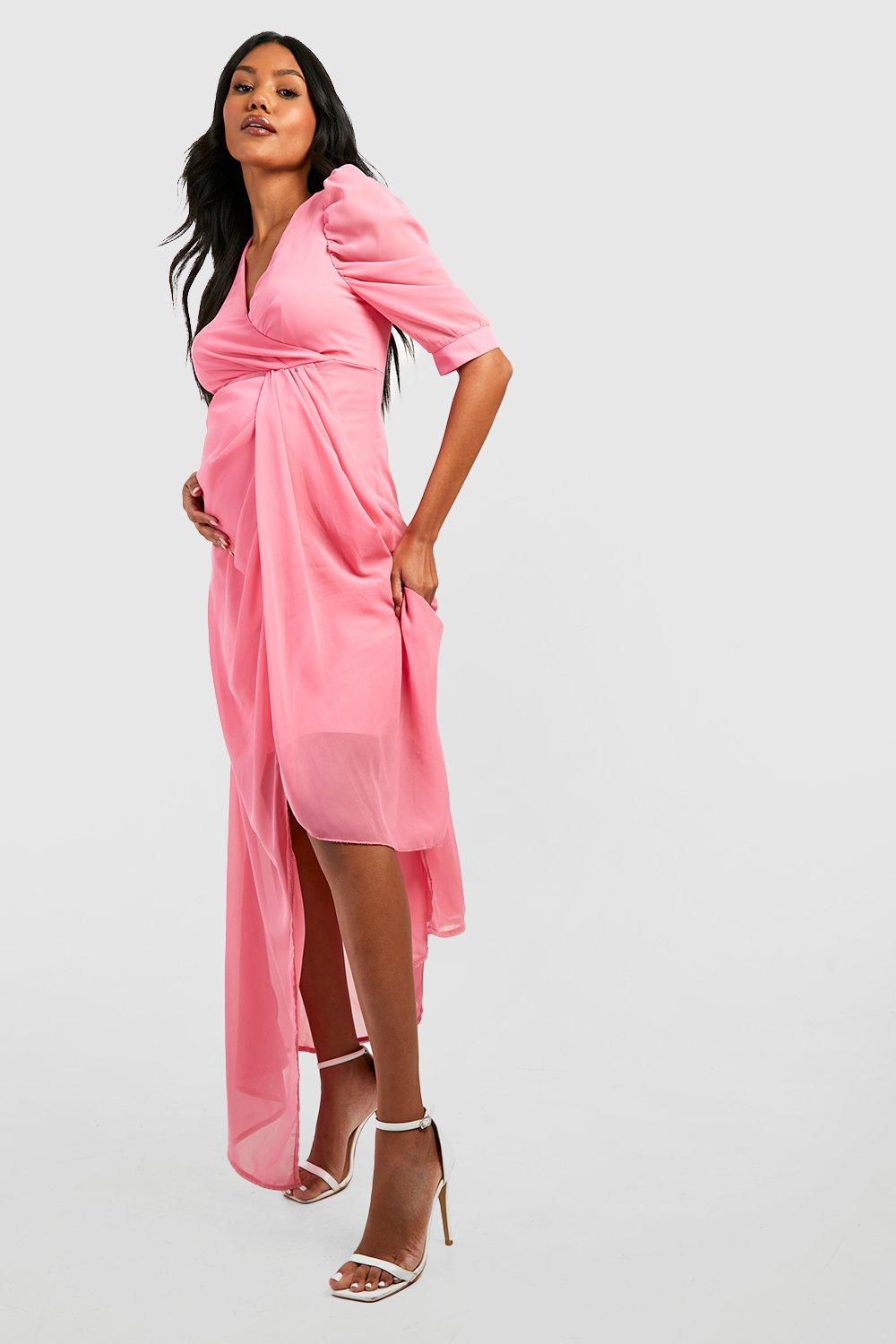 Maternity Occasion Puff Sleeve Maxi Dress