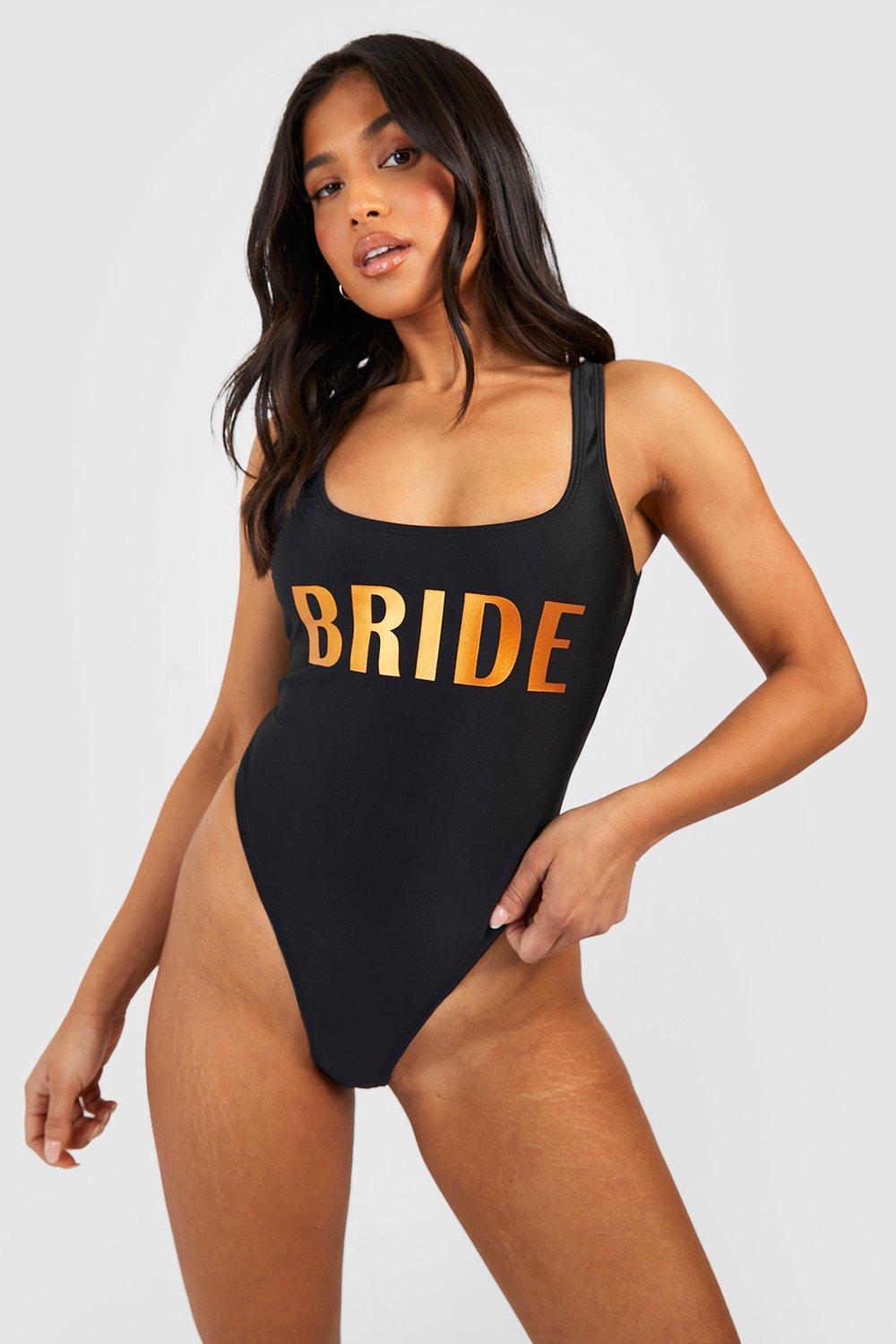 Petite Bride Slogan Swimsuit