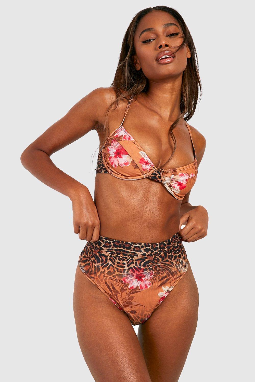 Tropical Leopard High Waisted Bikini Brief