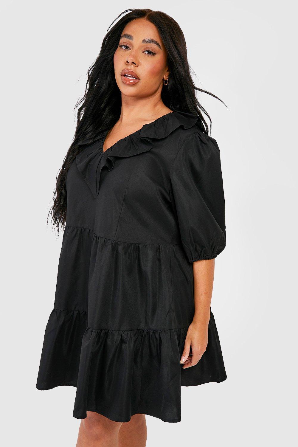 Plus Frill Detail Tiered Smock Dress