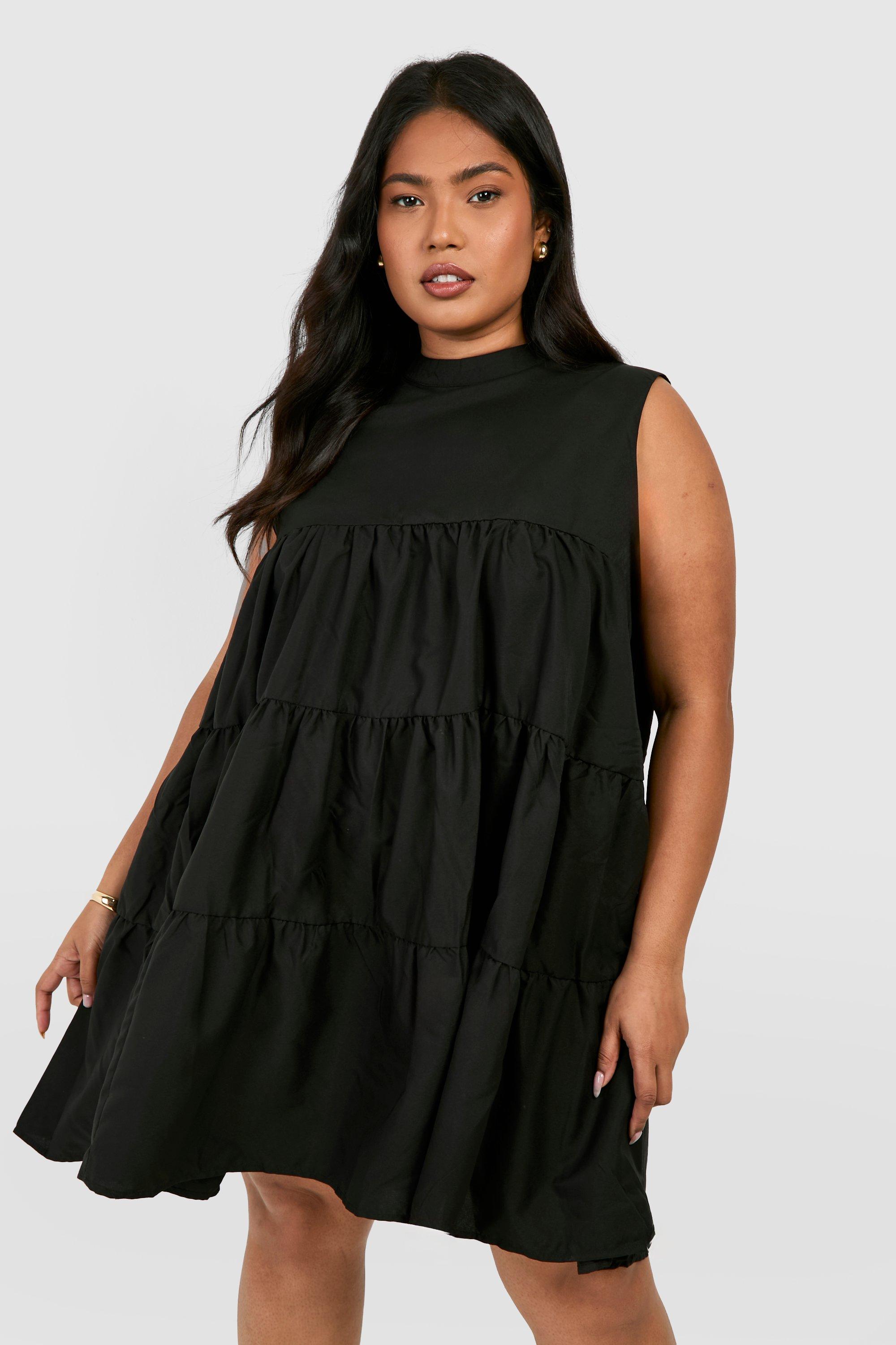 Plus Woven Tiered Smock Dress