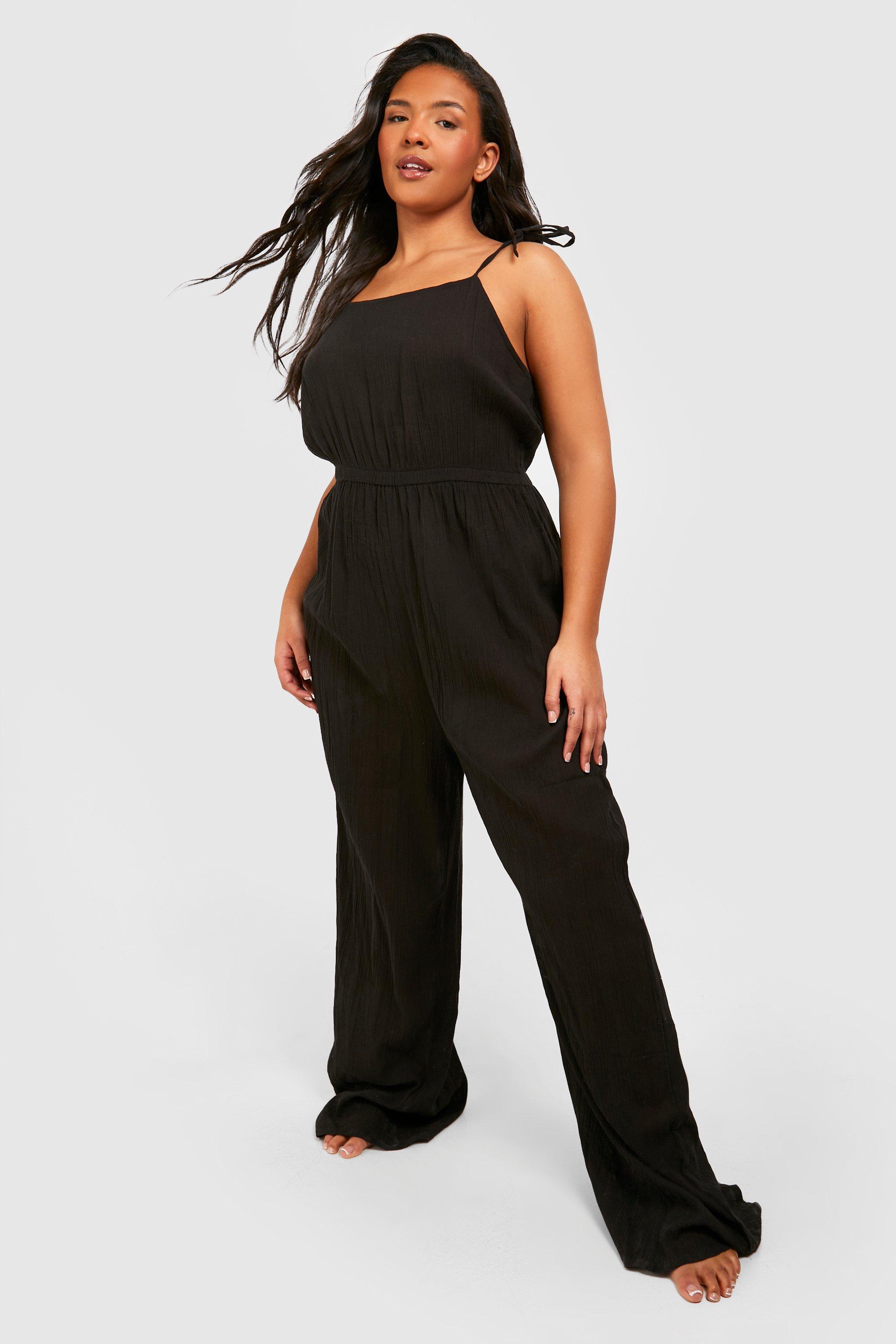 Plus Cheesecloth Beach Jumpsuit