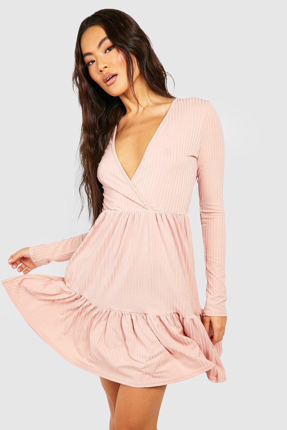 Ribbed Tiered Skater Dress