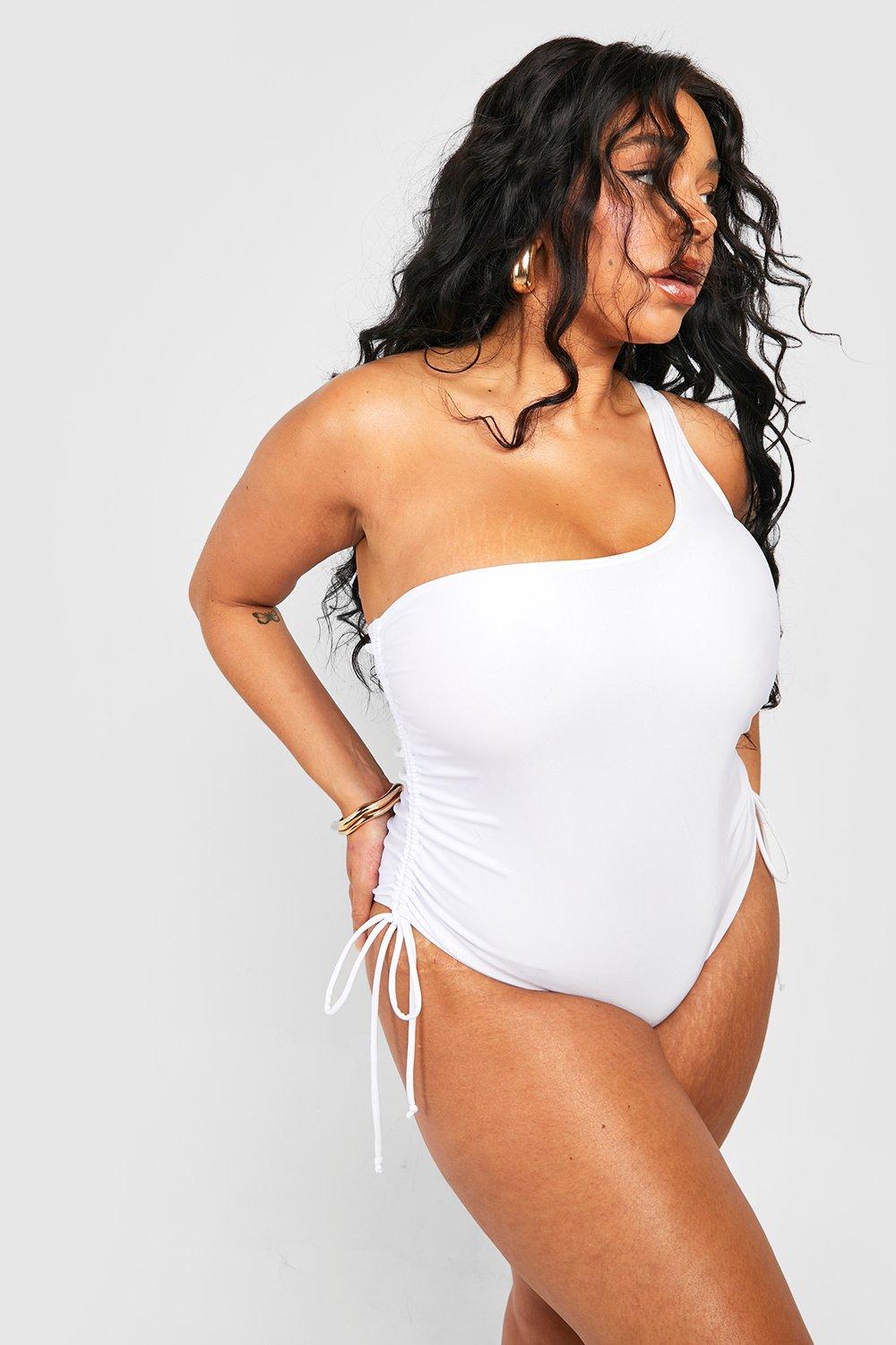 Plus Ruched Side Asymmetric Swimsuit