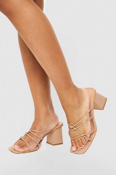 Wide Fit Knot Detail Low Block Mules