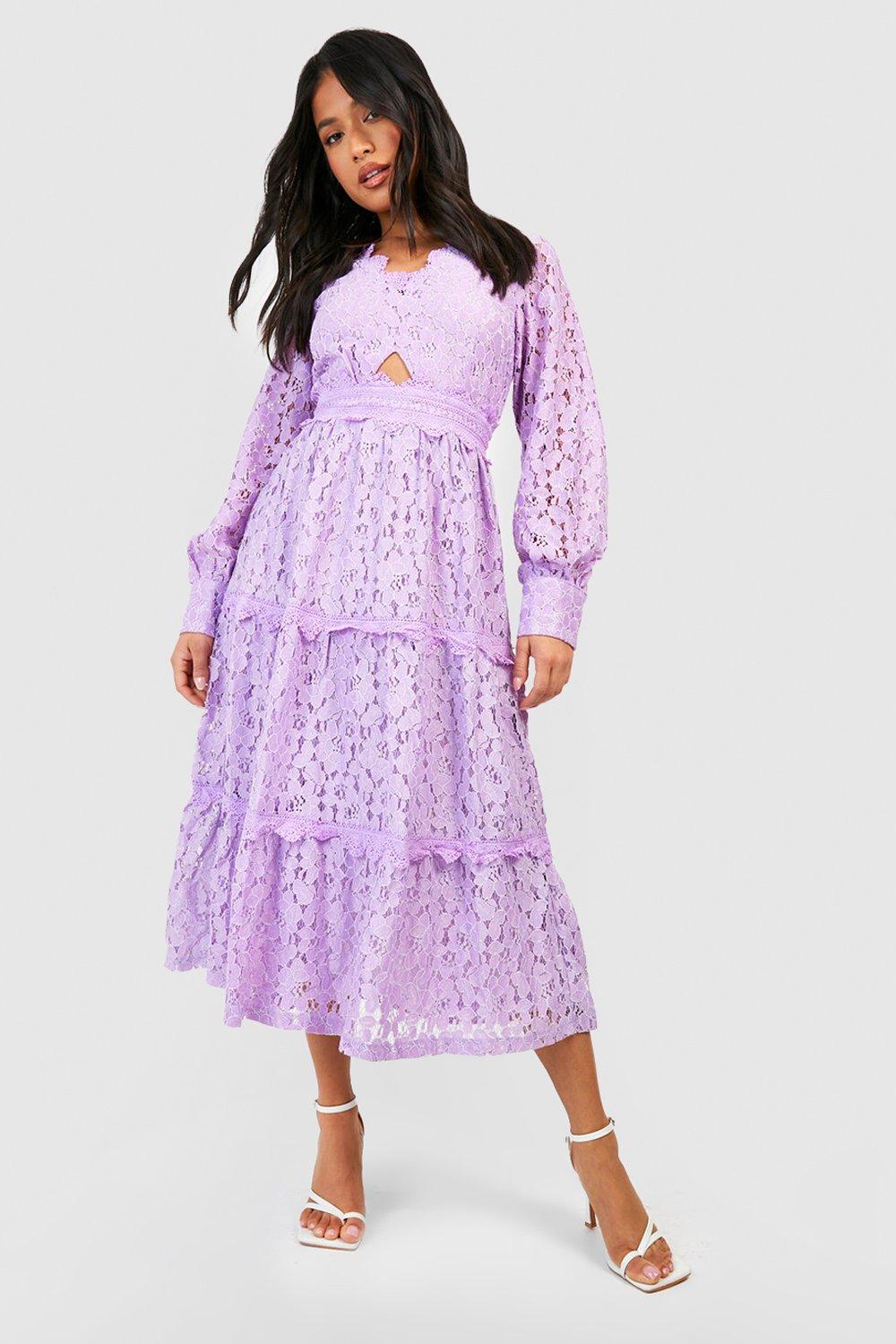 Petite Premium Lace Cut Out Midaxi Dress