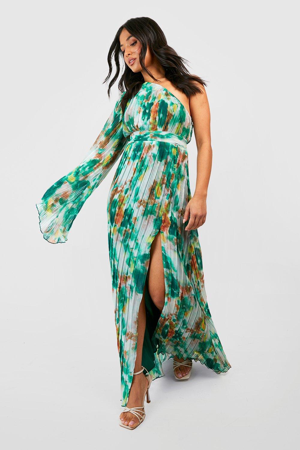 Petite Extreme Sleeve Asymetric Floral Maxi Dress
