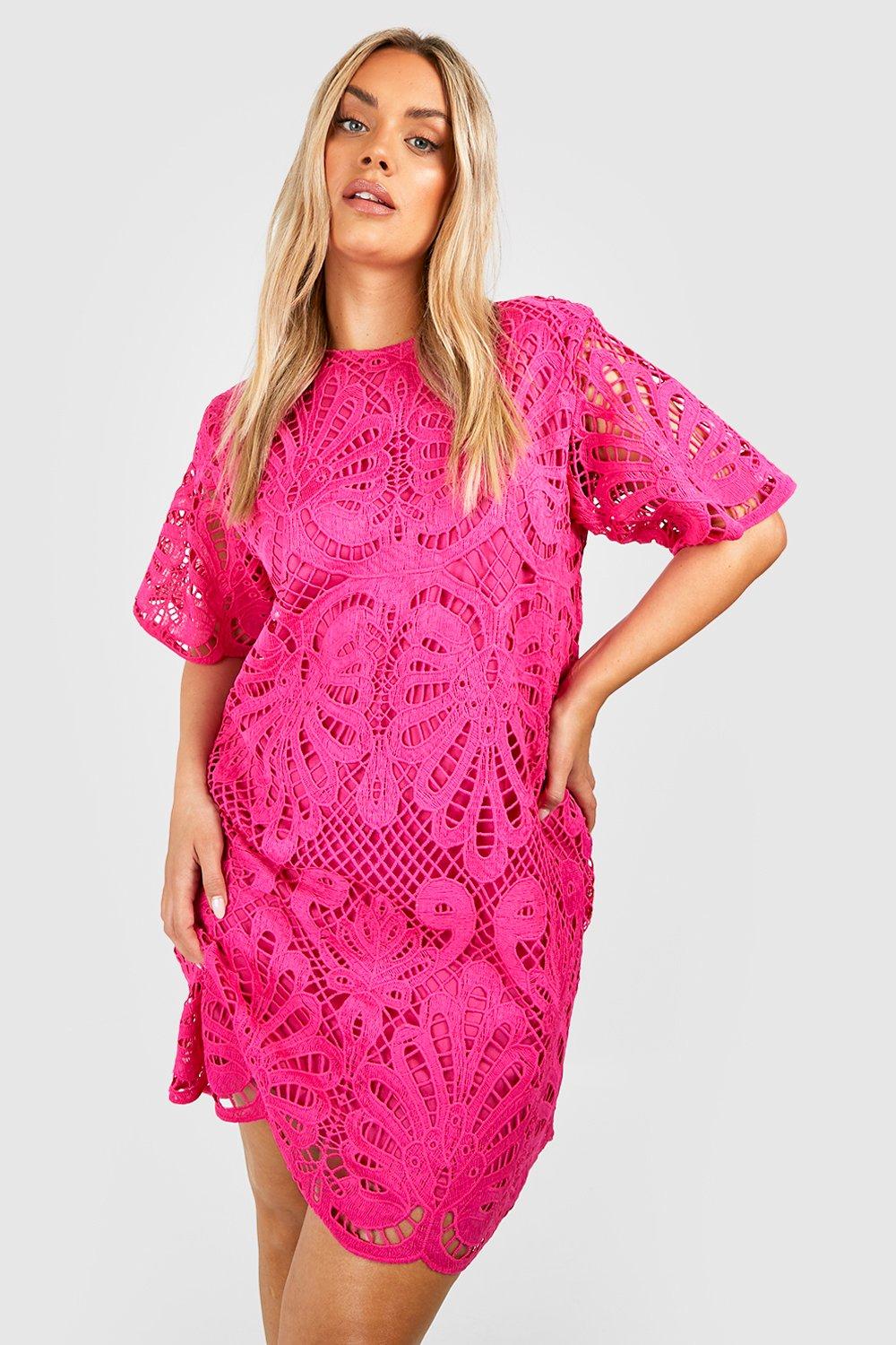 Plus Premium Crochet Lace Shift Dress