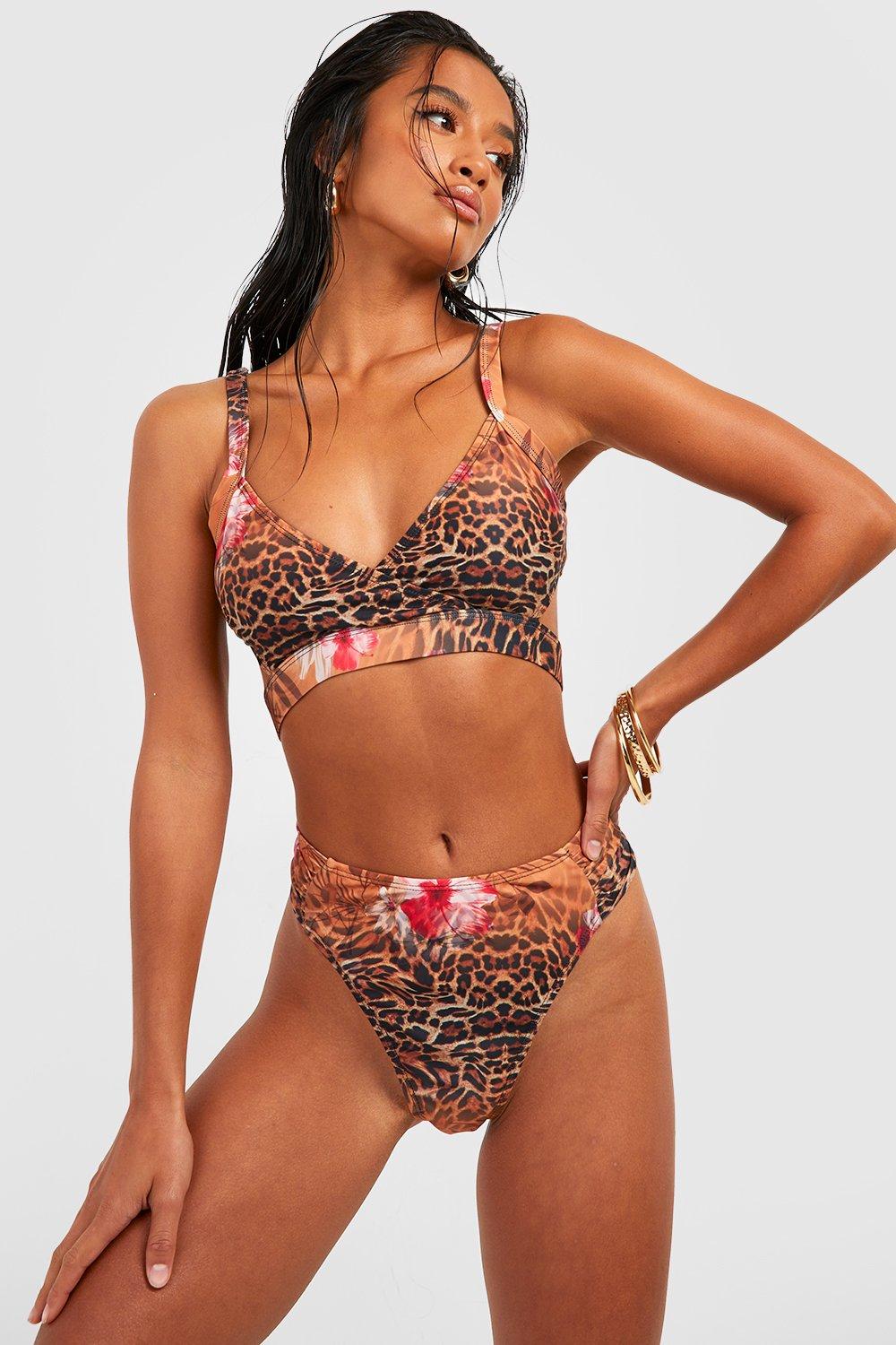 Petite Tropical Leopard Bikini Top