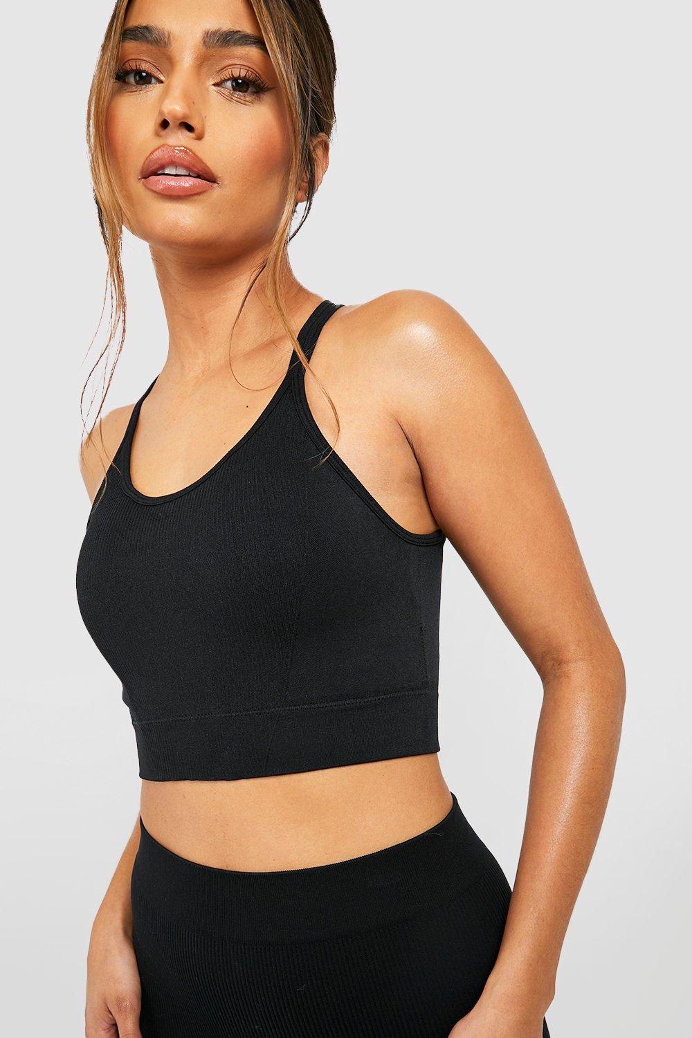 Tops, Contour Rib Seamless Contrast Sports Bra