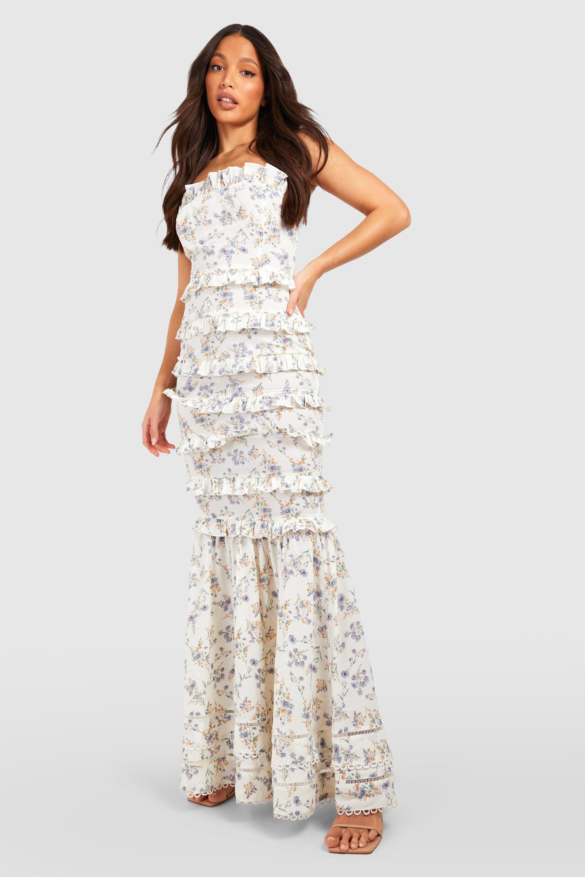 Tall Floral Ruffle Tiered Midaxi Dress