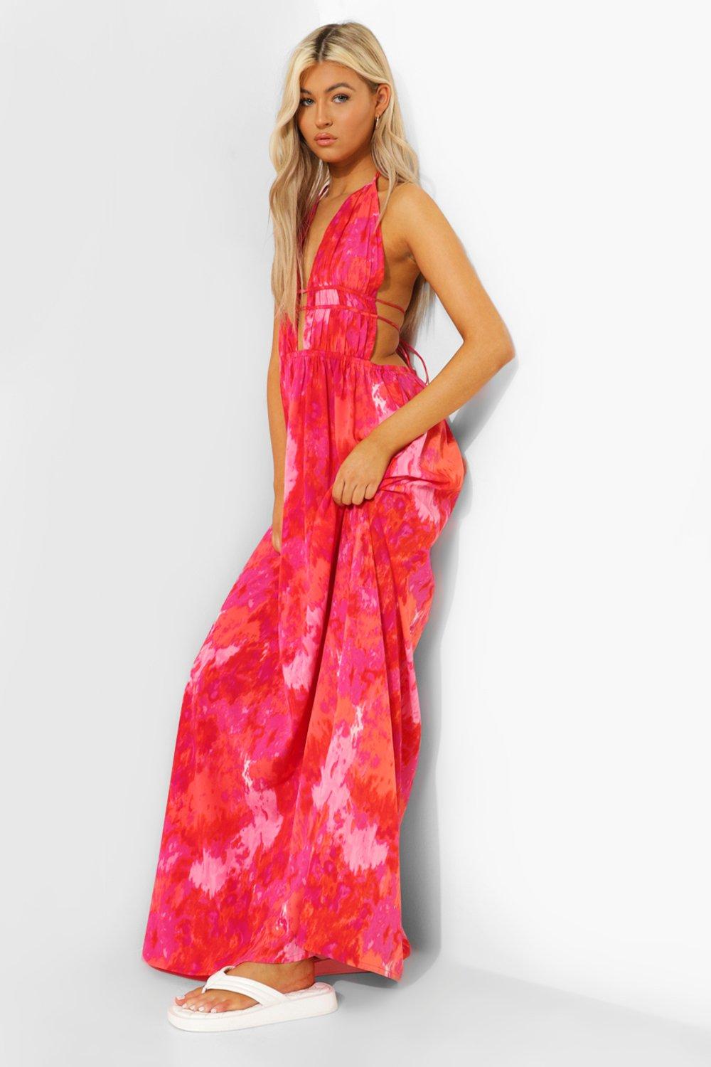 Tall Tie Dye Plunge Front Maxi Dress