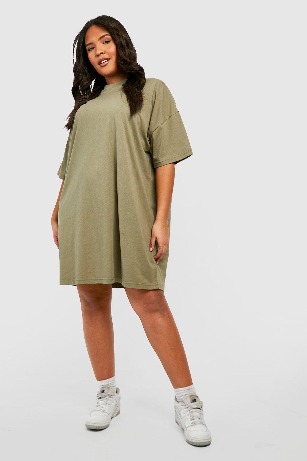 Plus Cotton Short Sleeve Oversized T-shirt Dress