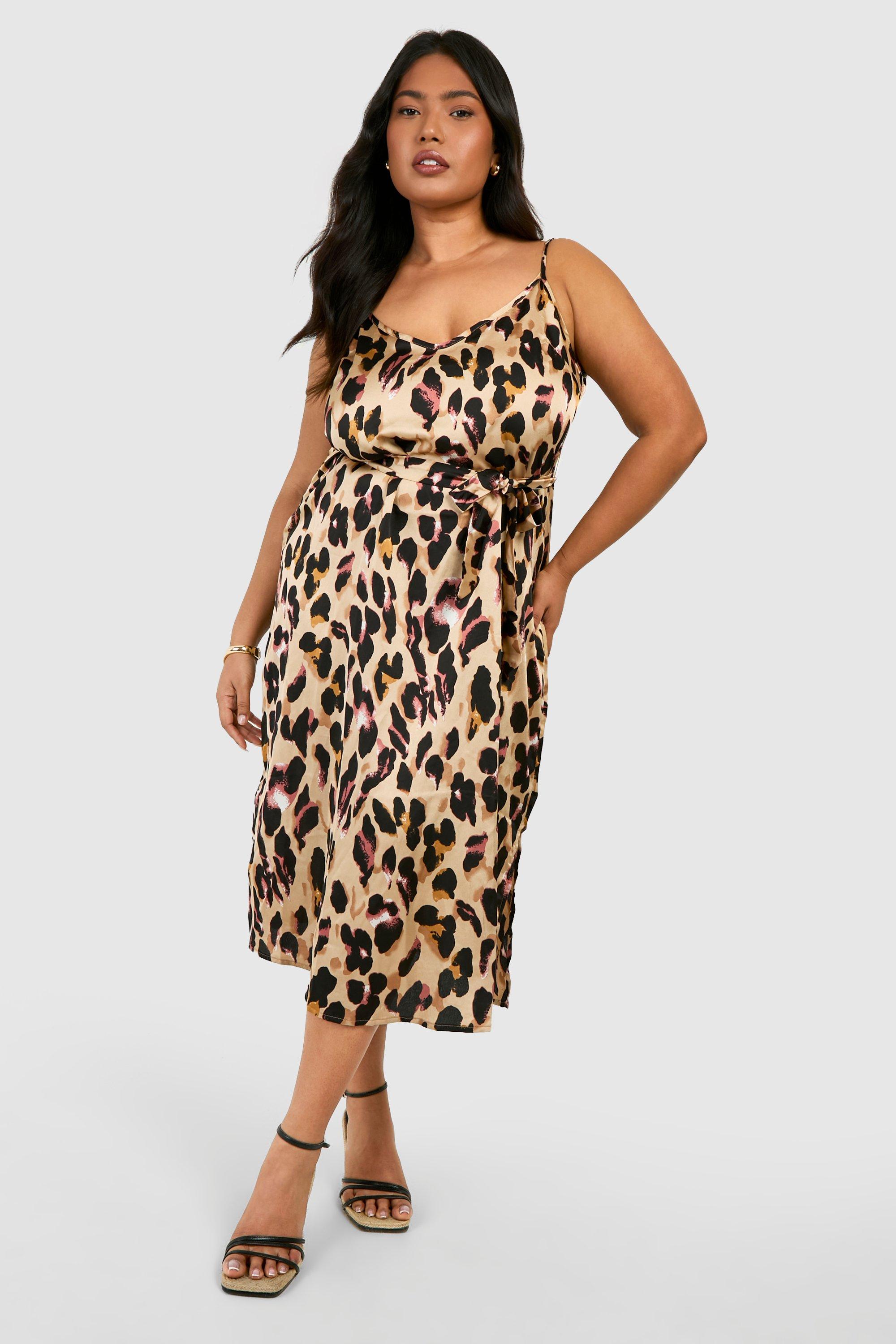 Plus Libby Leopard Print Strappy Midi Dress