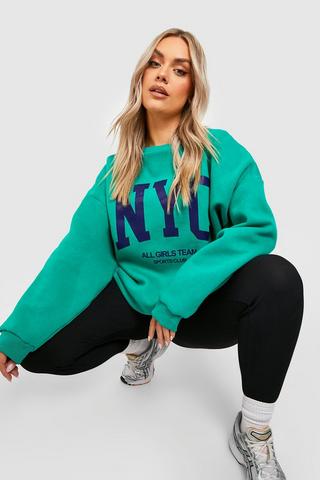 Product Plus Nyc Varsity Oversized Sweatshirt green
