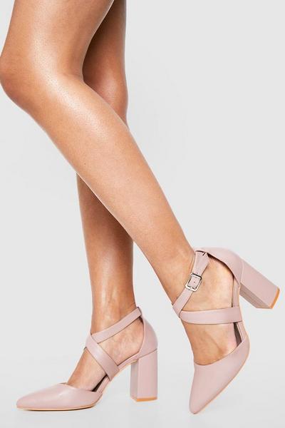 Wide Fit Cross Over Strap Detail Court Shoe