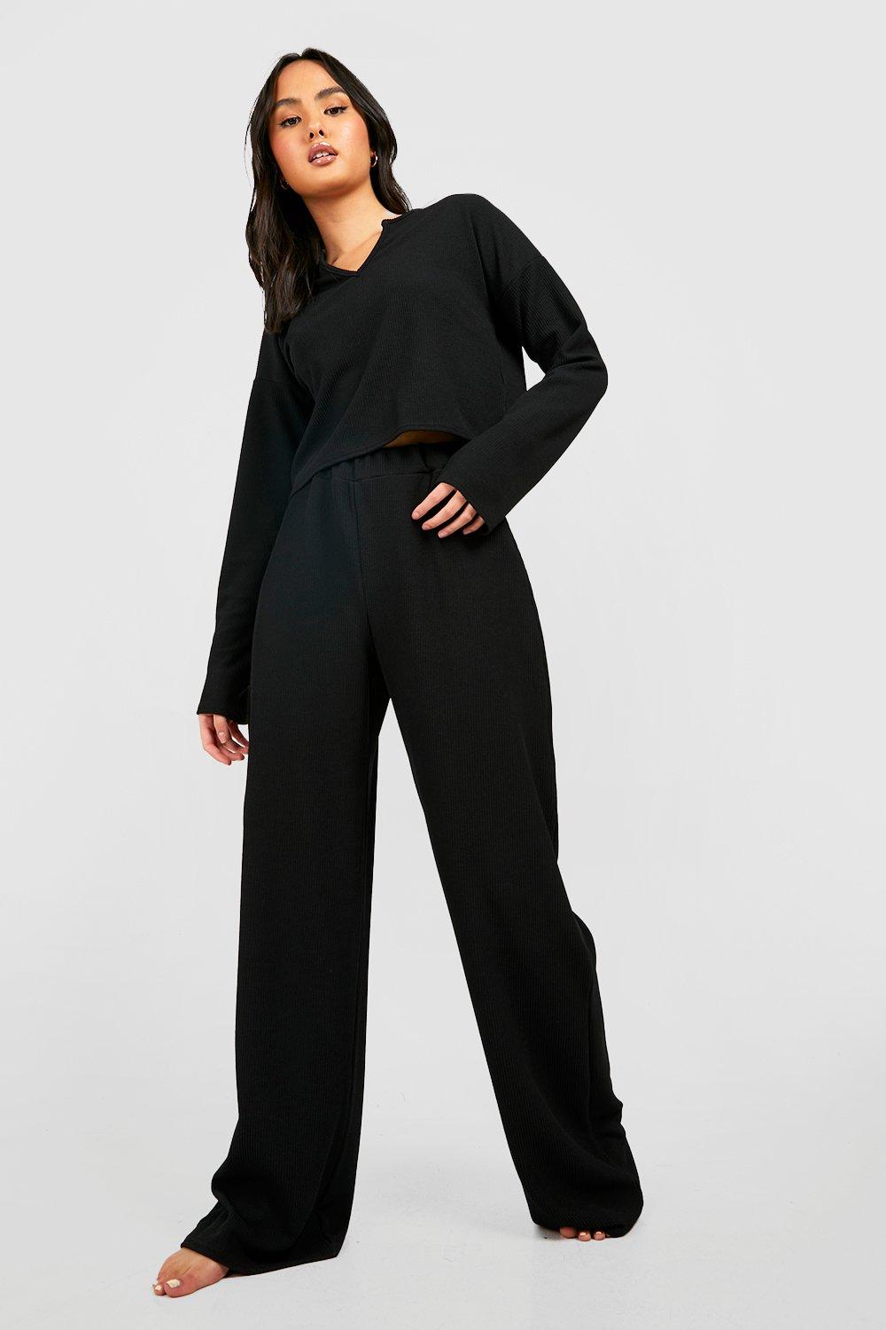 Textured Wide Leg Lounge Trousers